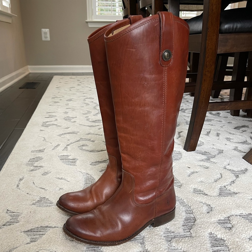 FRYE Melissa button cognac leather tall boot 6.5 B